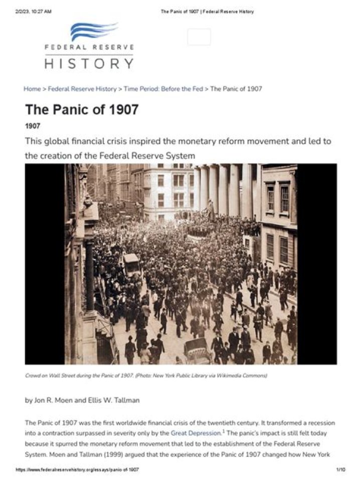 How the Panic of 1907 led to the passage of the Federal Reserve Act?