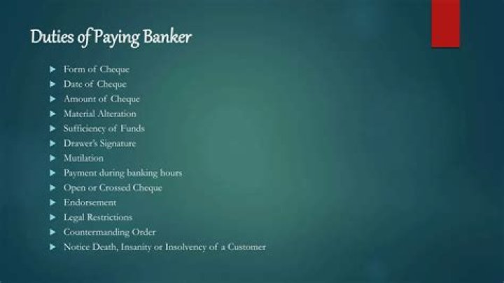 What are the rights and duties of paying banker?
