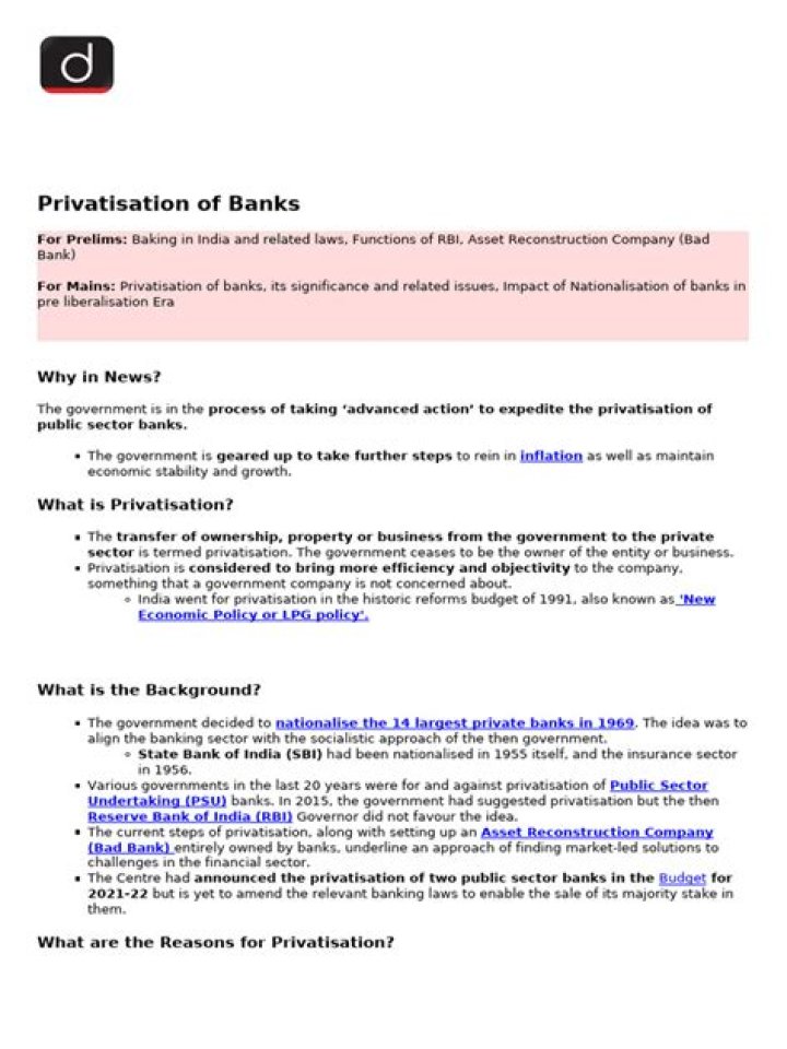 What is the benefit of privatization of banks?