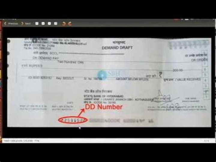 Where is DD no written on demand draft?